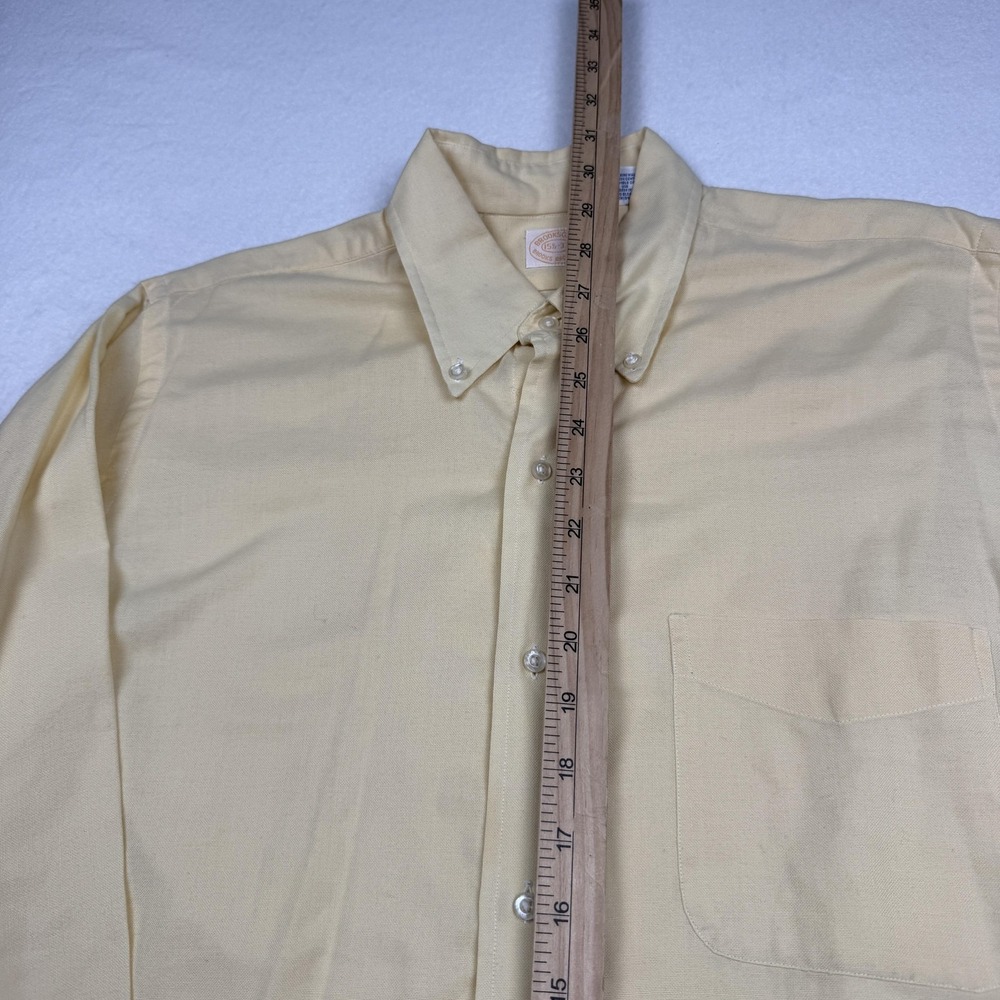 Vintage Brooks Brothers Brooksgate Shirt Mens 15.5 33 Yellow Cotton Long Sleeve - Picture 5 of 8